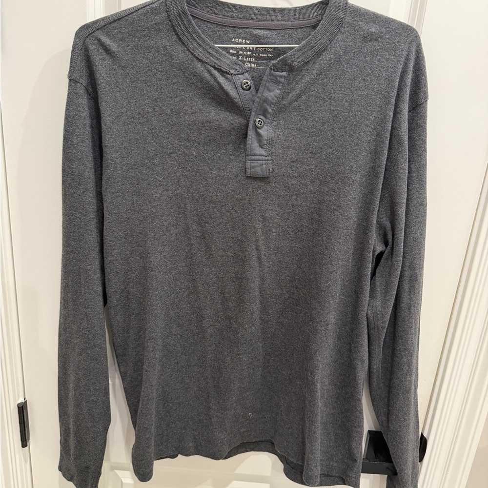 J. Crew Men's Long-Sleeve Henley - Charcoal